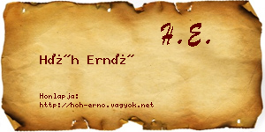Hőh Ernő névjegykártya